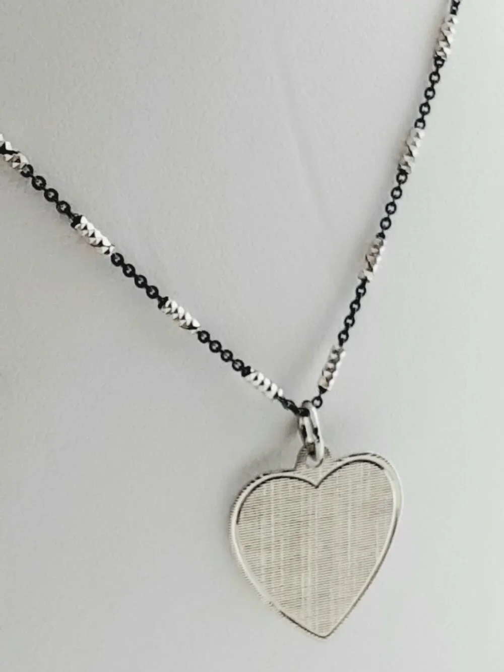 NEW 18 inch 925 silver oxidized fancy chain and textured heart pendant - Picture 9 of 11